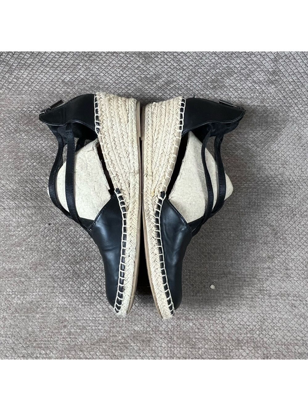 Kenneth Cole Reaction Womens Black Elastic Espadrille Wedge Sandals Sz 10 EUC - Picture 2 of 12